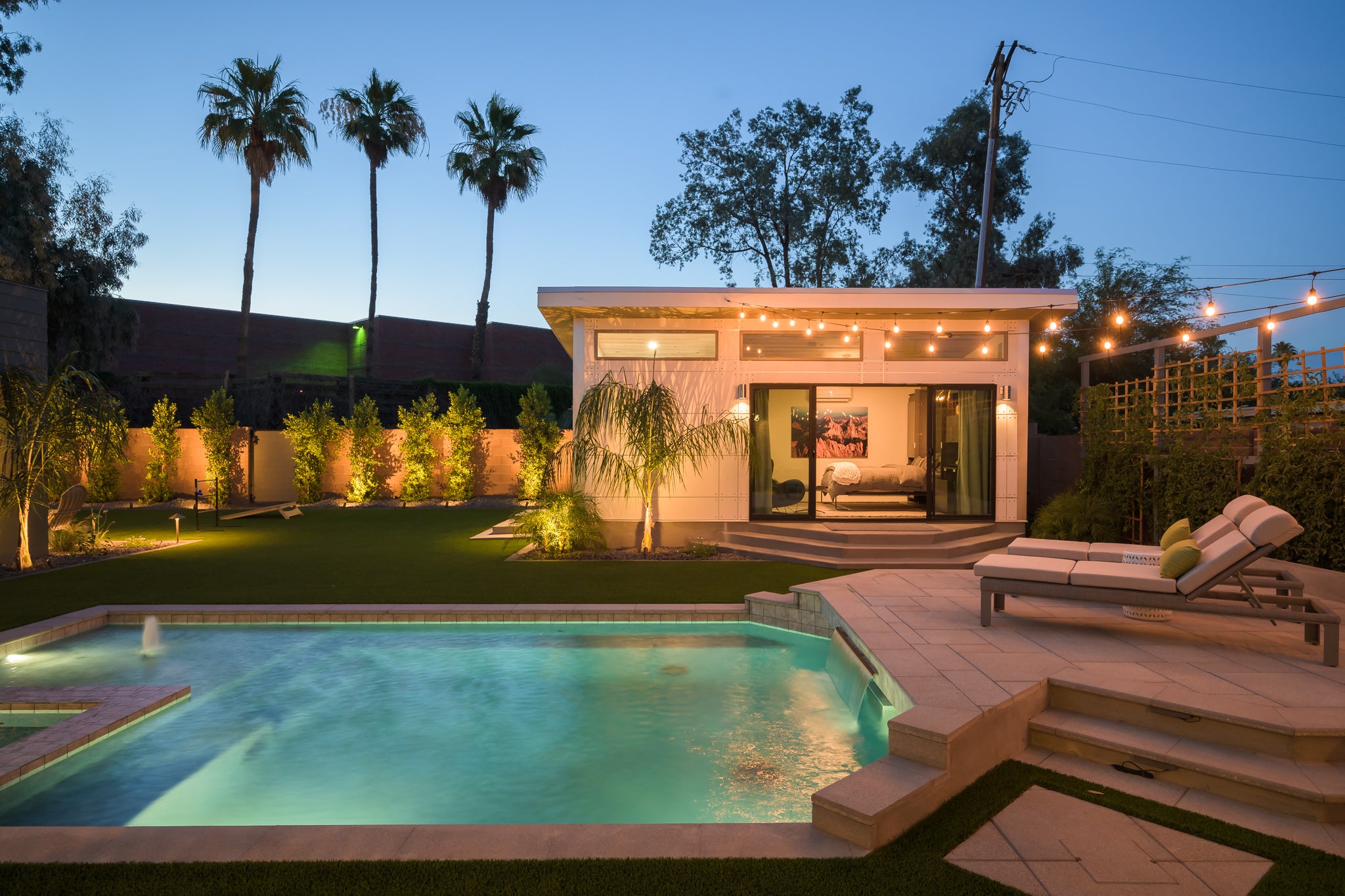 Studio Home Summit 10×12 exterior at dusk, Scottsdale AZ