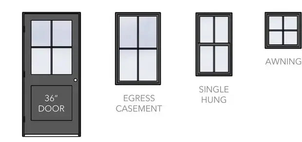 Farmhouse window and door silhouettes