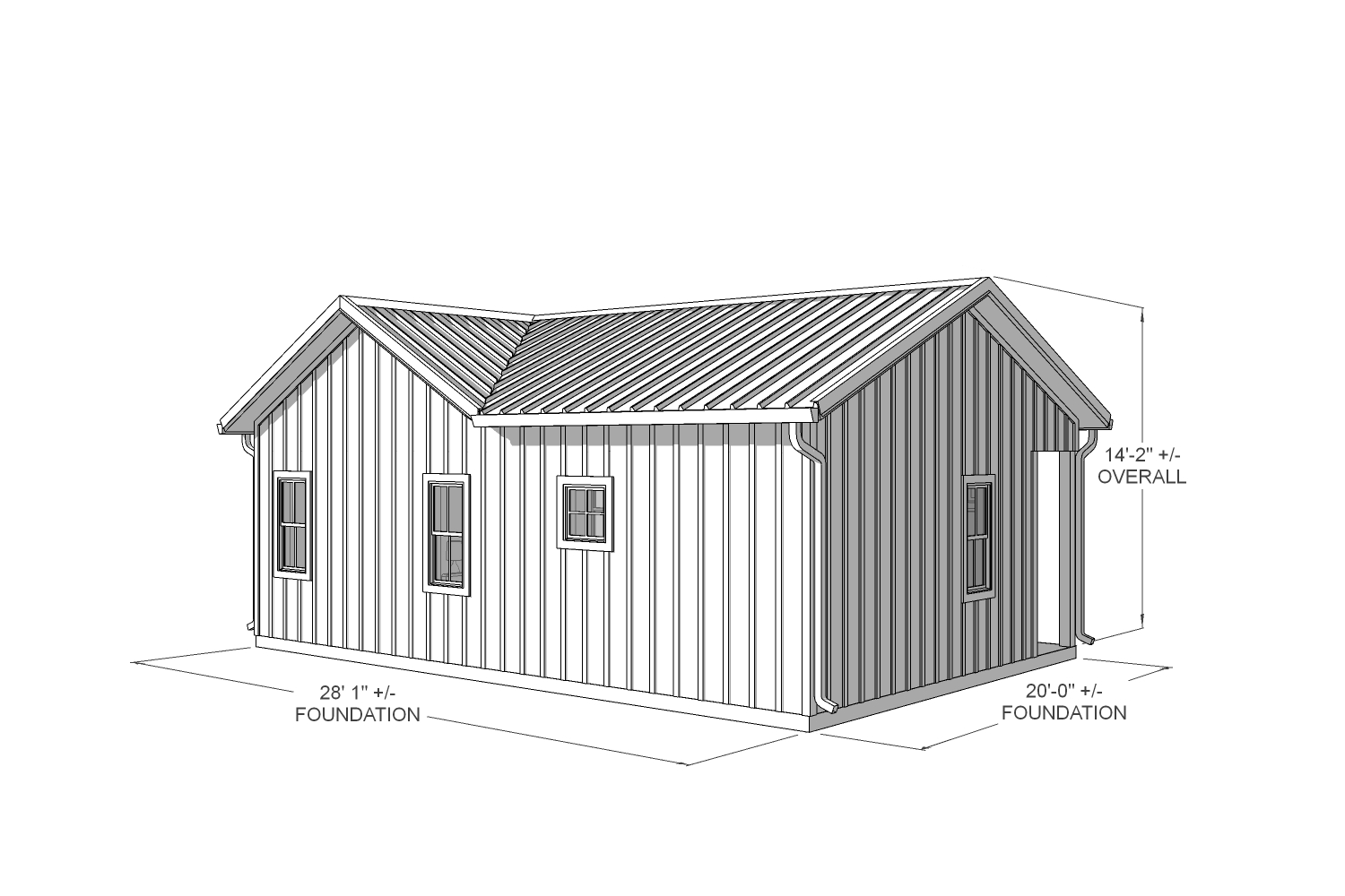 larch 490 farmhouse back technical drawing
