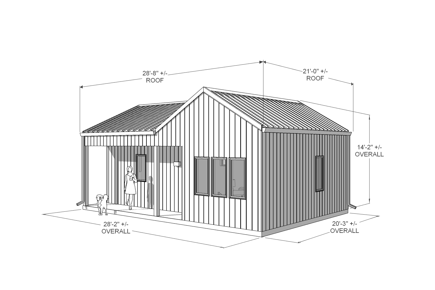 larch 490 modern front technical drawing