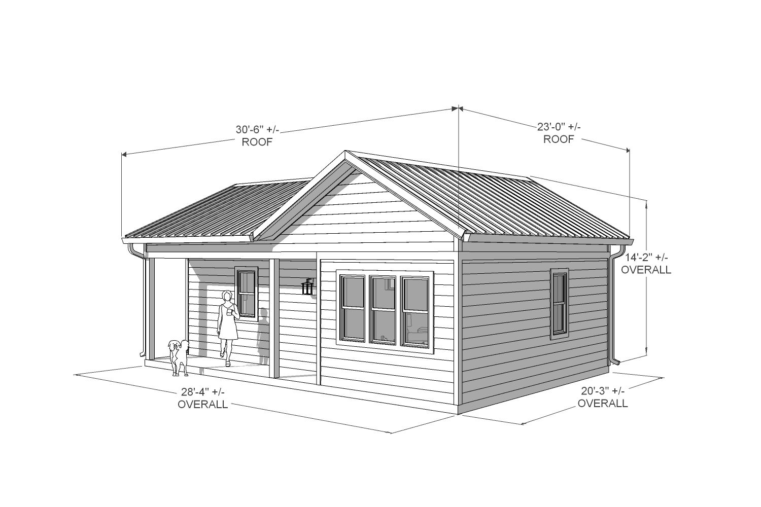larch 490 traditional front technical drawing