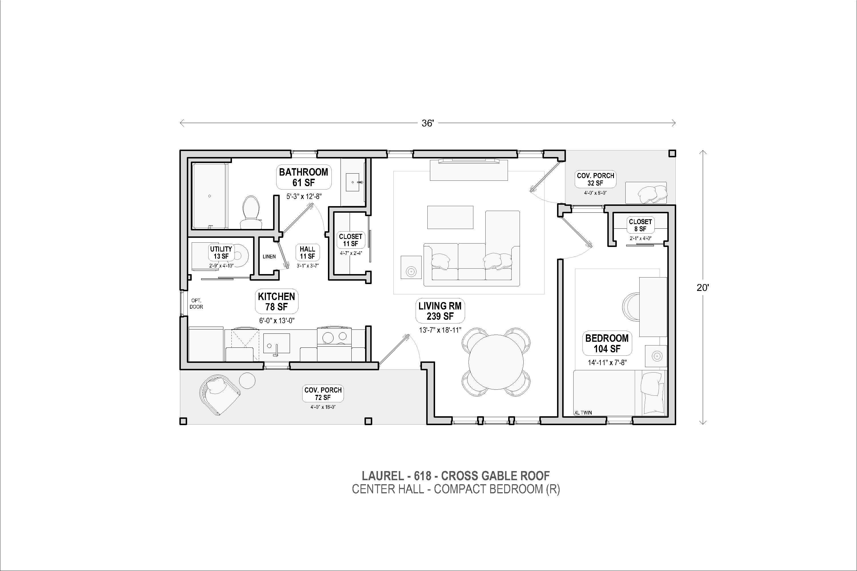 Laurel 618 cross gable center hall floor plan