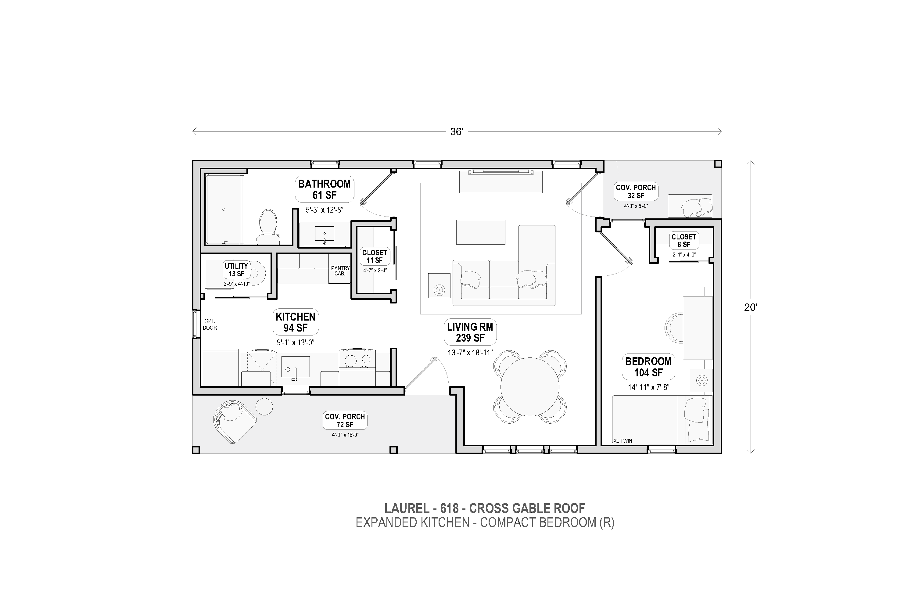 Laurel 618 cross gable expanded kitchen floor plan