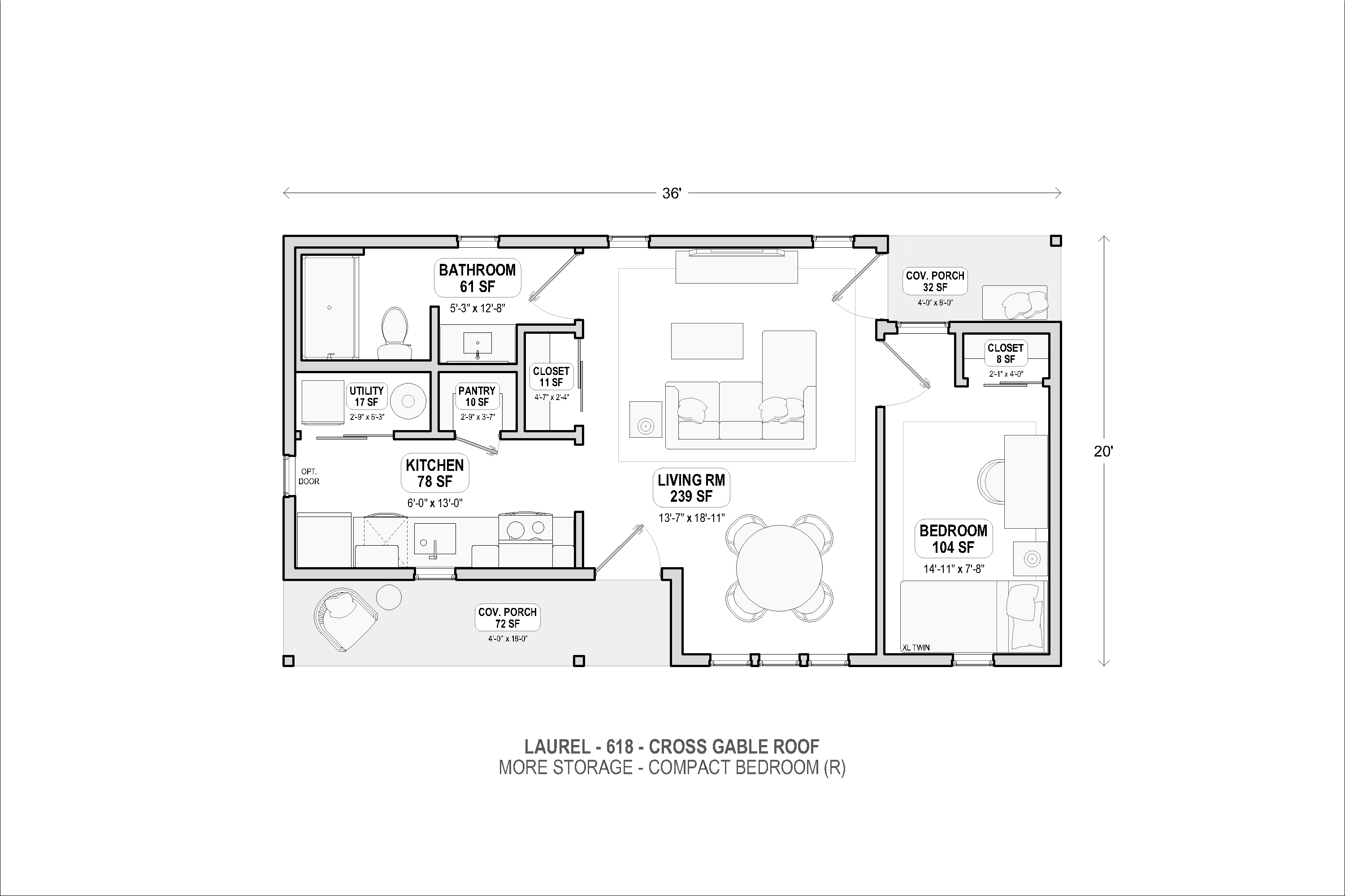 Laurel 618 cross gable more storage floor plan