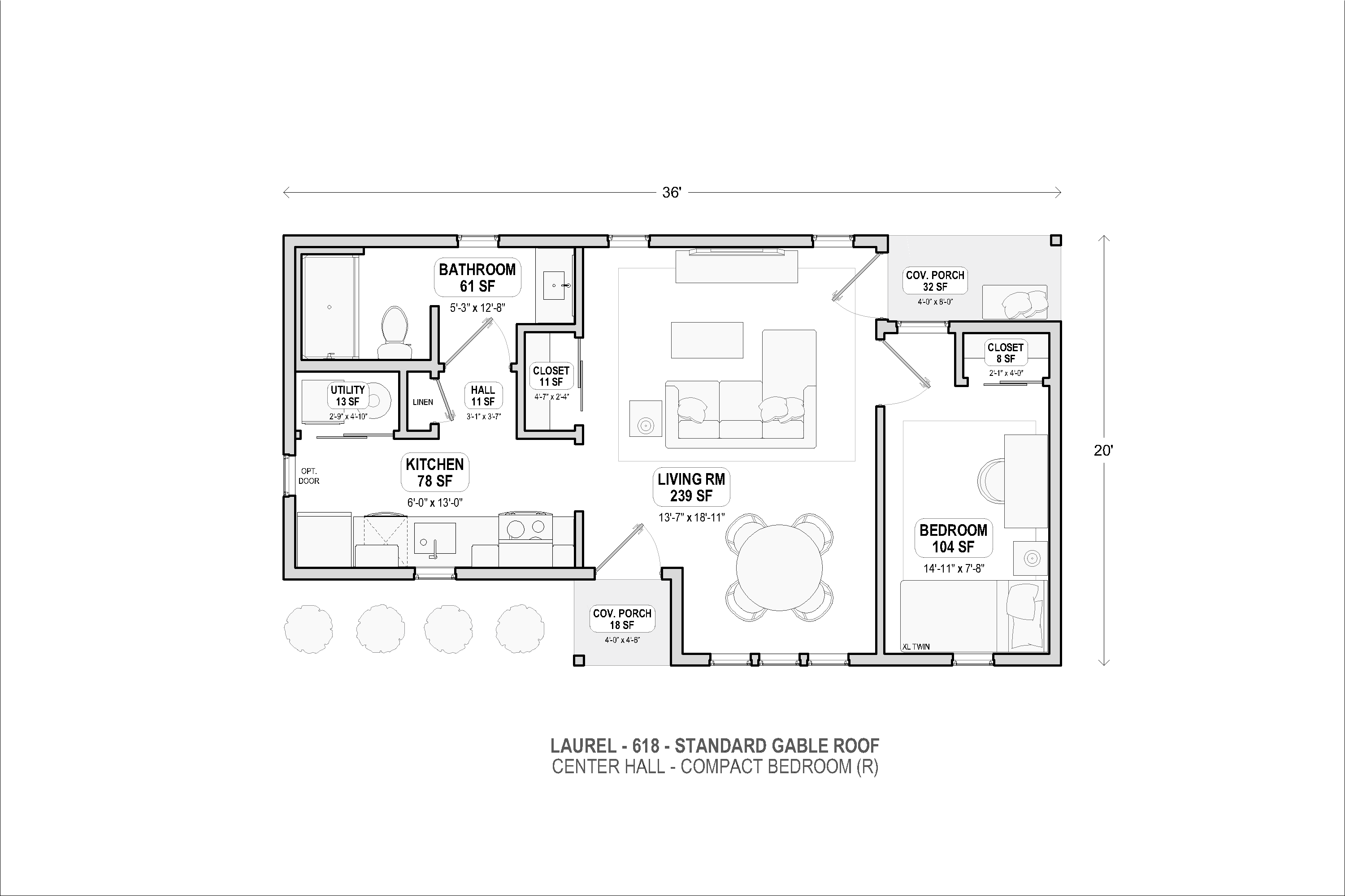 Laurel 618 standard gable center hall floor plan