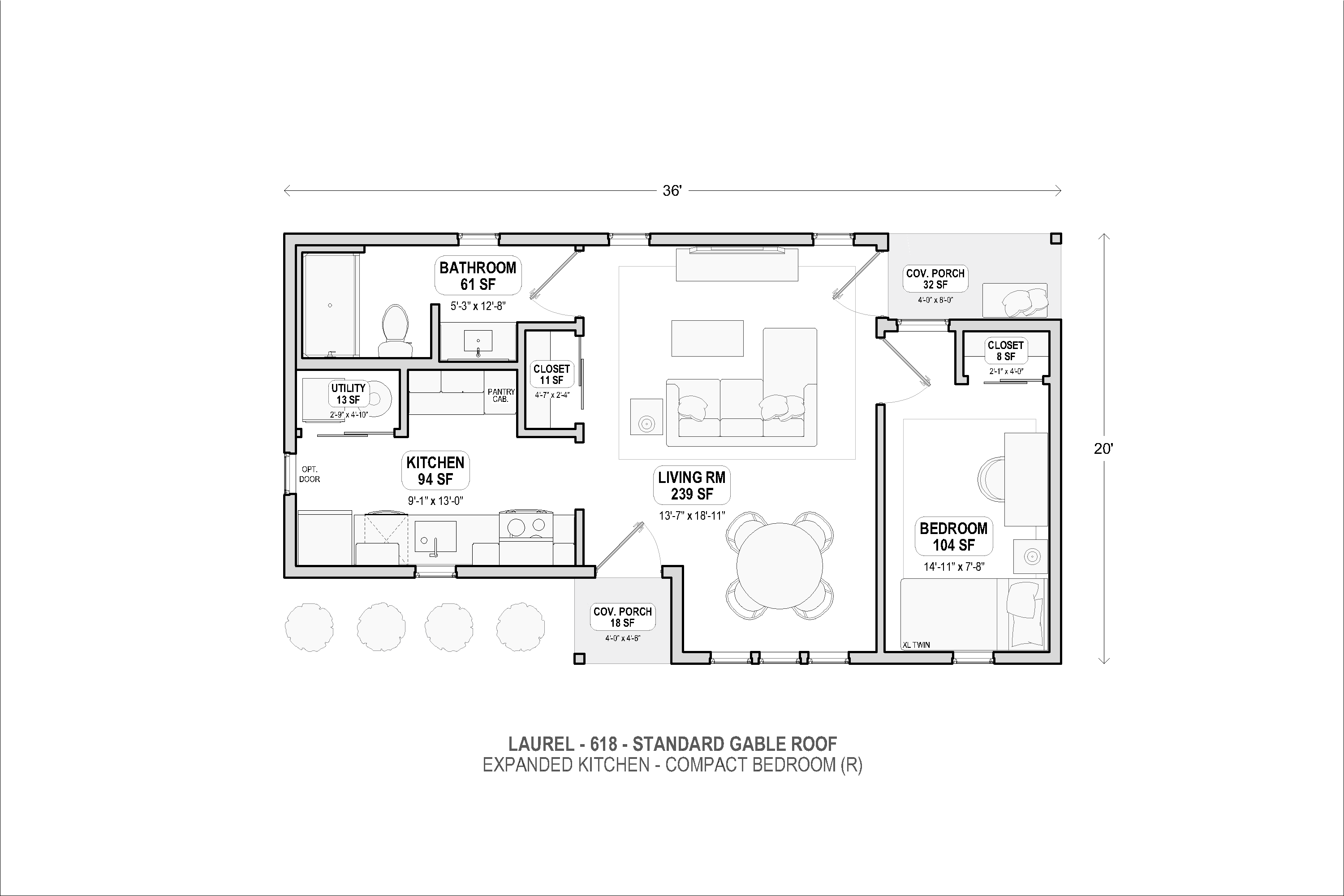 Laurel 618 standard gable expanded kitchen floor plan