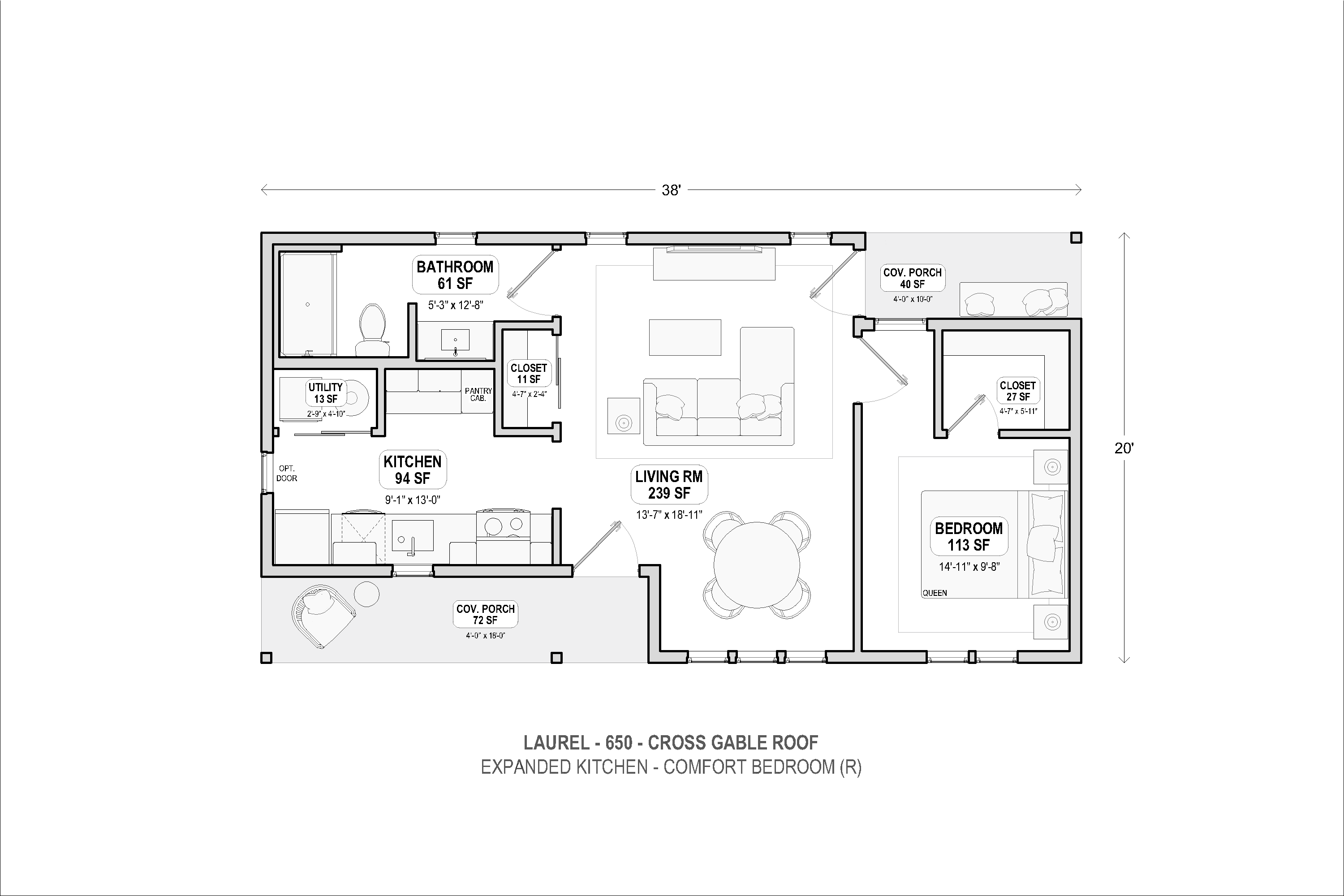 Laurel 650 cross gable expanded kitchen floor plan