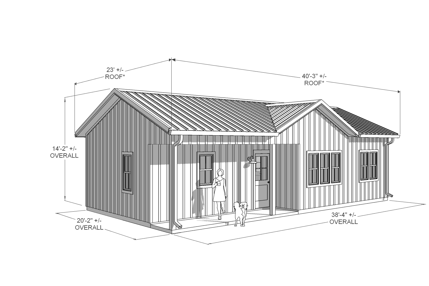 Laurel 650 Farmhouse front dimension drawing