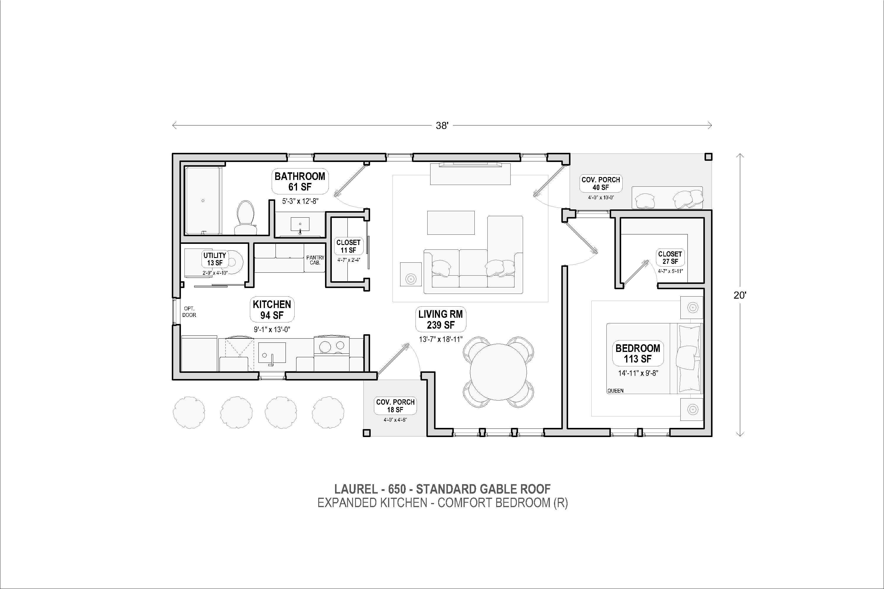 Laurel 650 standard gable expanded kitchen floor plan