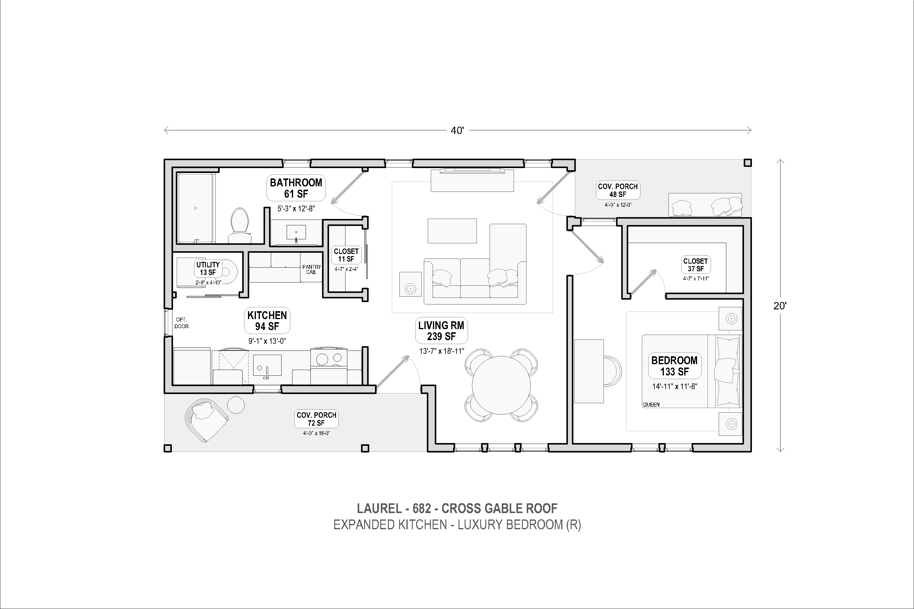 Laurel 682 cross gable expanded kitchen floor plan
