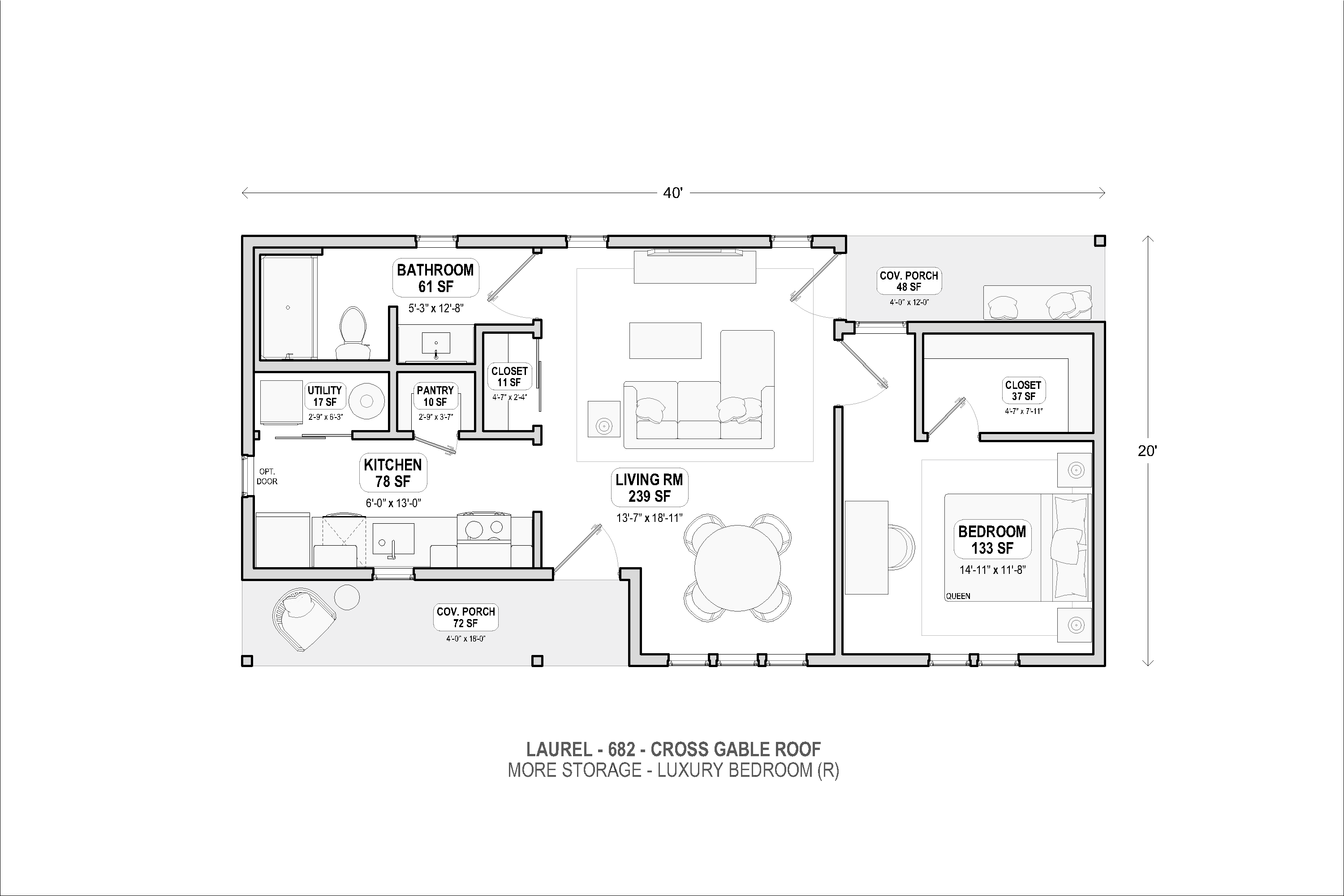 Laurel 682 cross gable more storage floor plan
