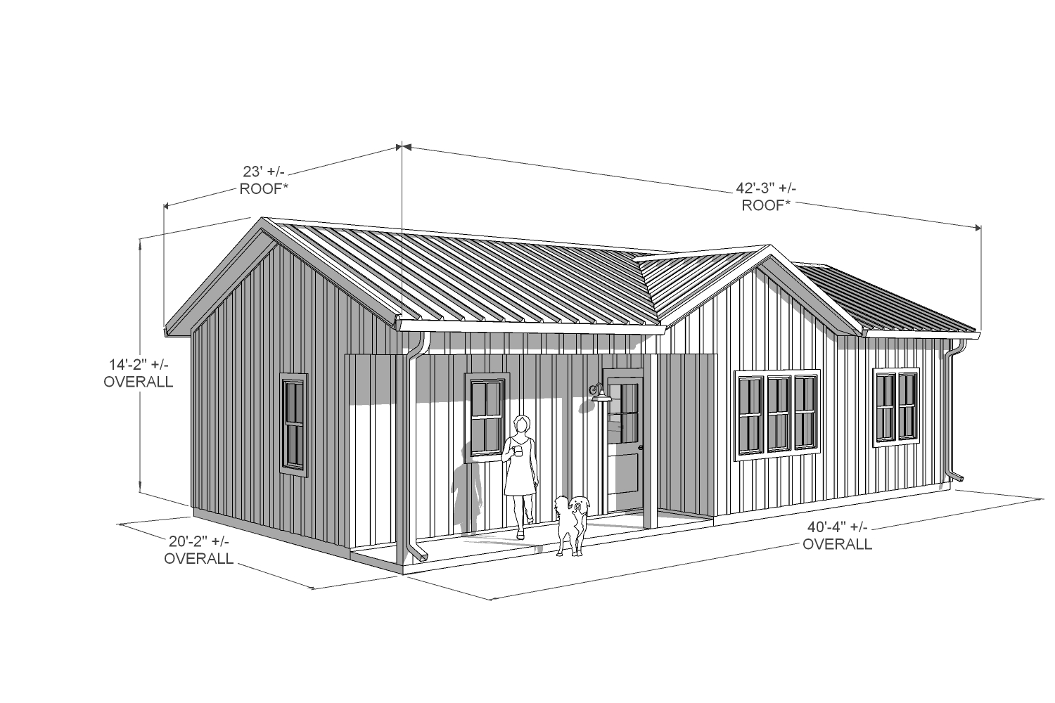 Laurel 682 Farmhouse front dimension drawing
