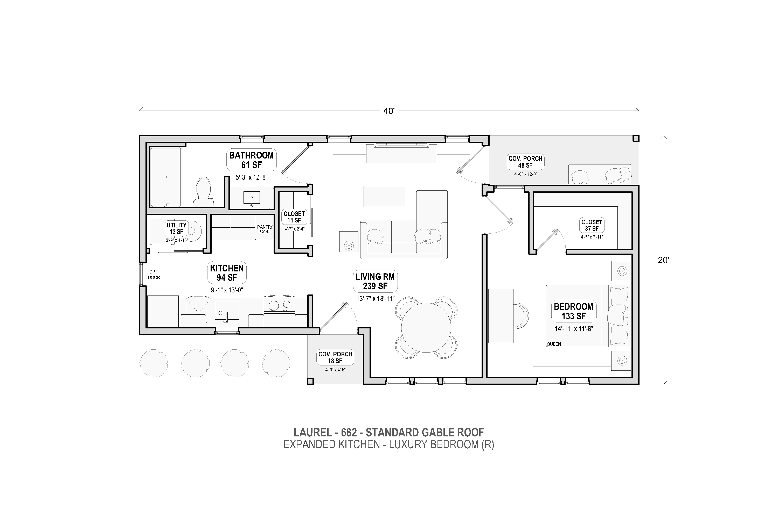 Laurel 682 standard gable expanded kitchen floor plan